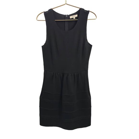 Madewell Black Stretch Knit Sleeveless Raw Edge A-Line Mini Dress Size S - Picture 3 of 10
